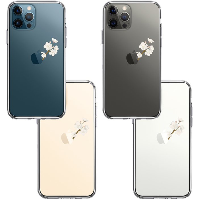iPhone12Pro ケース クリア りんご に 桜 スマホケース 側面ソフト 背面ハード ハイブリッド-1