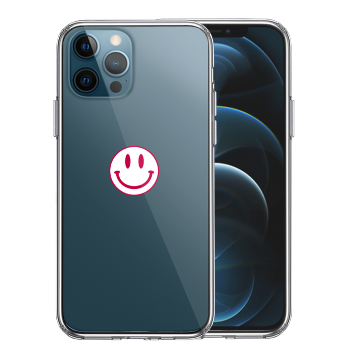 iPhone12Pro ケース クリア にこちゃん スマイル マーク スマホケース 側面ソフト 背面ハード ハイブリッド-0