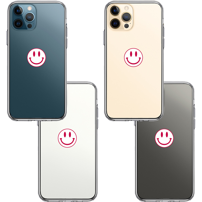 iPhone12Pro ケース クリア にこちゃん スマイル マーク スマホケース 側面ソフト 背面ハード ハイブリッド-1