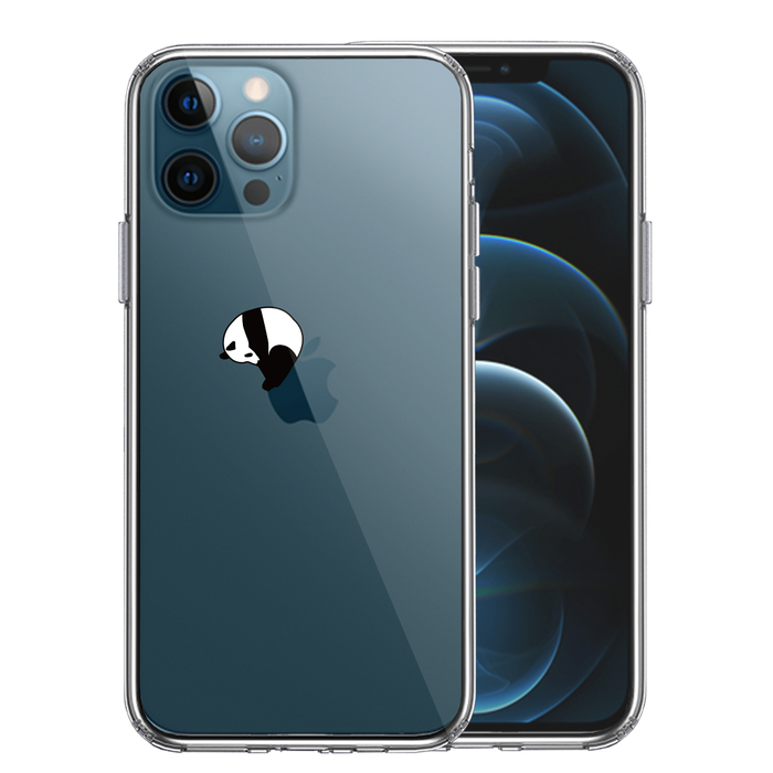 iPhone12Pro ケース クリア パンダ panda 跳び箱 体操 スマホケース 側面ソフト 背面ハード ハイブリッド-0