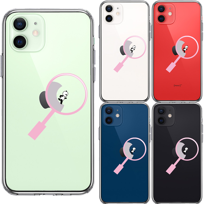 iPhone12 ケース クリア よく見たら パンダ 小走り中 スマホケース 側面ソフト 背面ハード ハイブリッド-1