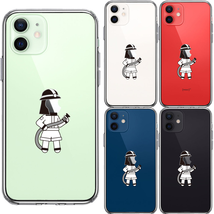 iPhone12 ケース クリア お仕事 職業 消防士 スマホケース 側面ソフト 背面ハード ハイブリッド-1