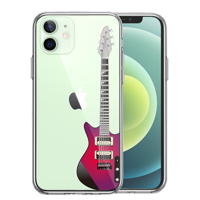 iPhone12 ケース クリア エレキギター スマホケース 側面ソフト 背面ハード ハイブリッド-0
