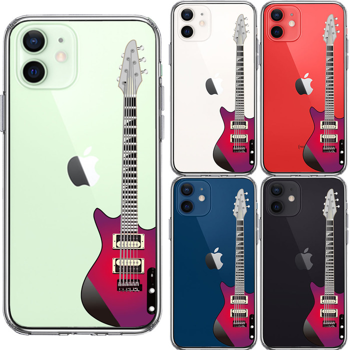 iPhone12 ケース クリア エレキギター スマホケース 側面ソフト 背面ハード ハイブリッド-1