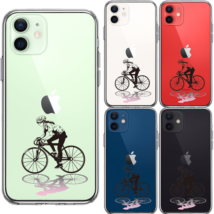 iPhone12 ケース クリア スポーツサイクリング 女子1 スマホケース 側面ソフト 背面ハード ハイブリッド-1