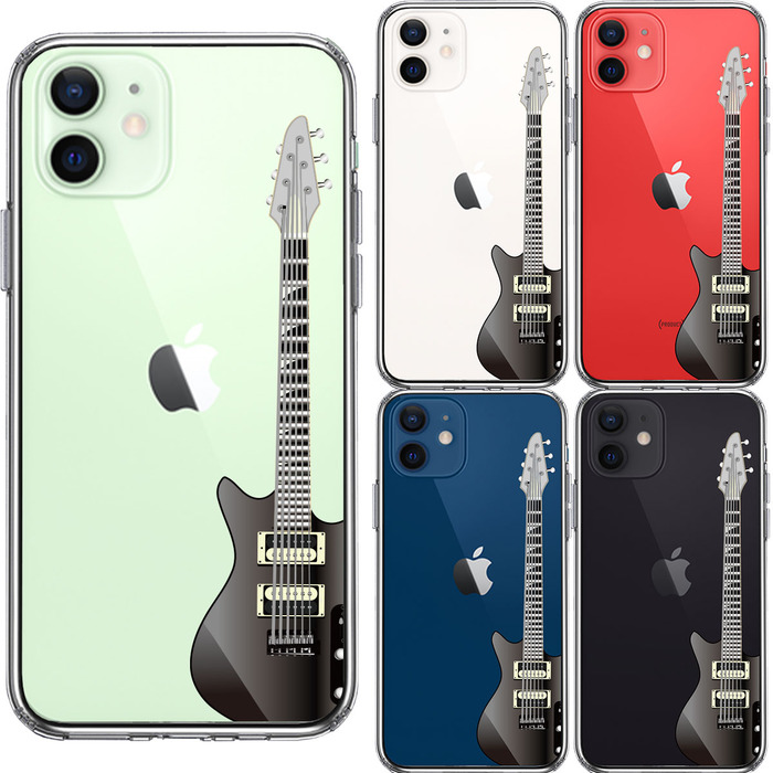 iPhone12mini case clear electric guitar black smartphone case side soft the back side hard hybrid -1