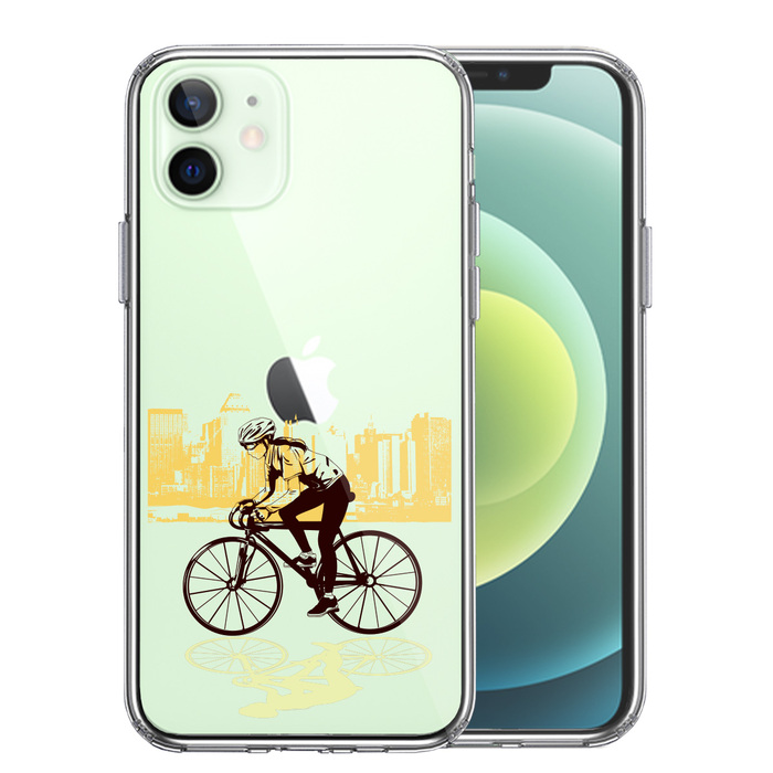 iPhone12mini ケース クリア スポーツサイクリング 女子2 スマホケース 側面ソフト 背面ハード ハイブリッド-0
