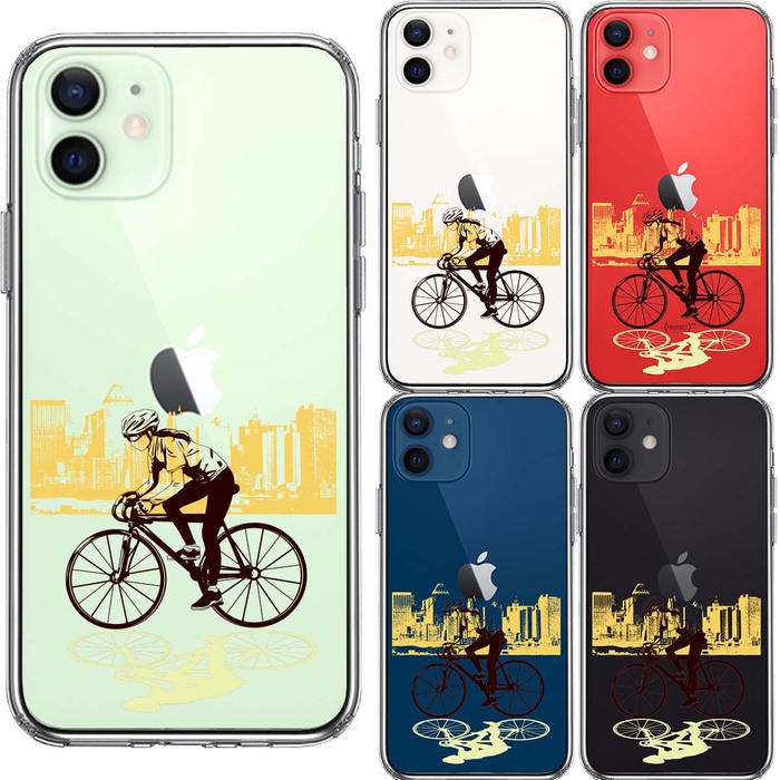 iPhone12mini ケース クリア スポーツサイクリング 女子2 スマホケース 側面ソフト 背面ハード ハイブリッド-1