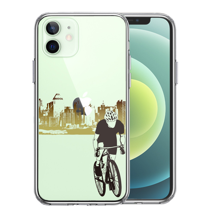 iPhone12mini ケース クリア スポーツサイクリング 男子2 スマホケース 側面ソフト 背面ハード ハイブリッド-0