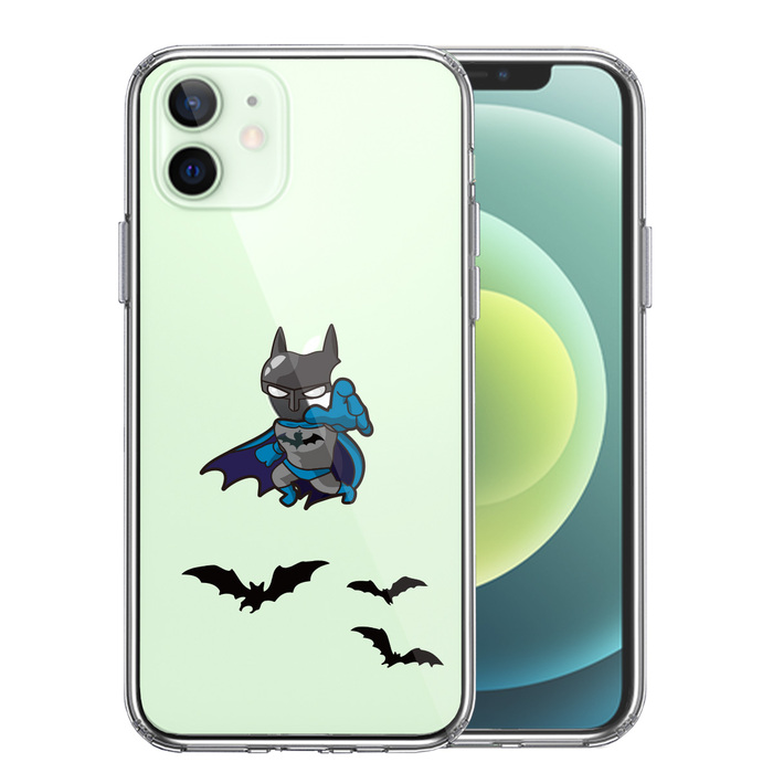 iPhone12mini ケース クリア 映画パロディ 蝙蝠男 スマホケース 側面ソフト 背面ハード ハイブリッド-0