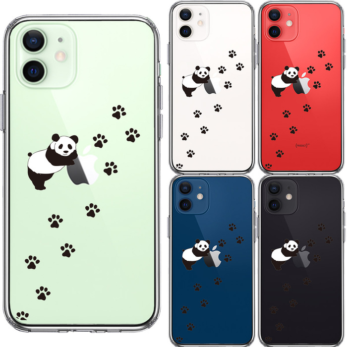 iPhone12mini case clear Panda foot print smartphone case side soft the back side hard hybrid -1