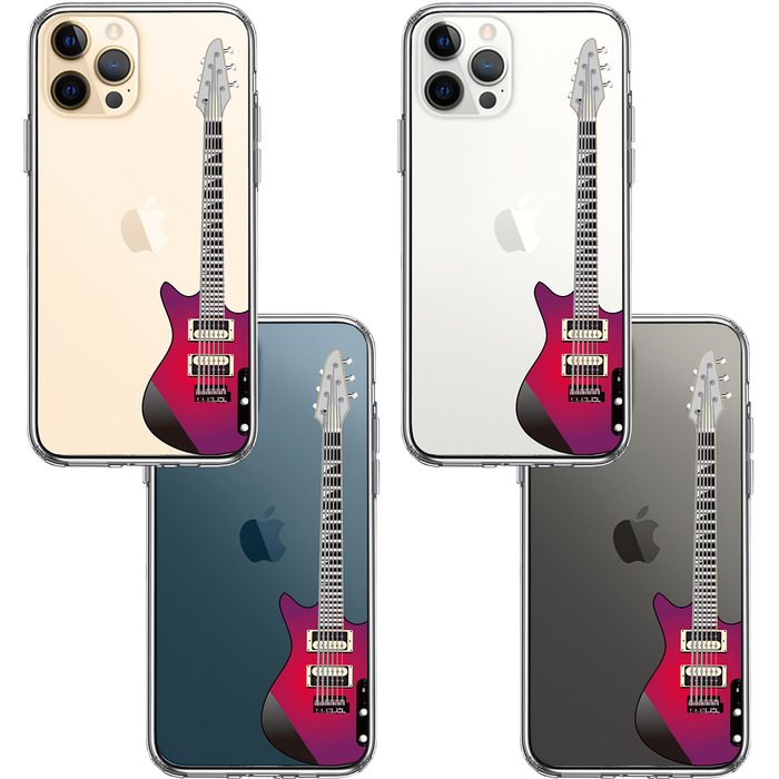 iPhone12Pro ケース クリア エレキギター スマホケース 側面ソフト 背面ハード ハイブリッド-1