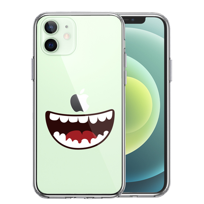 iPhone12mini ケース クリア ジョーク 口 スマホケース 側面ソフト 背面ハード ハイブリッド-0