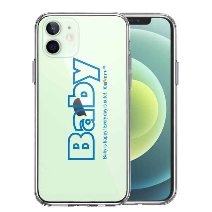 iPhone12mini ケース クリア 文字 ケース Baby ブルー スマホケース 側面ソフト 背面ハード ハイブリッド-0