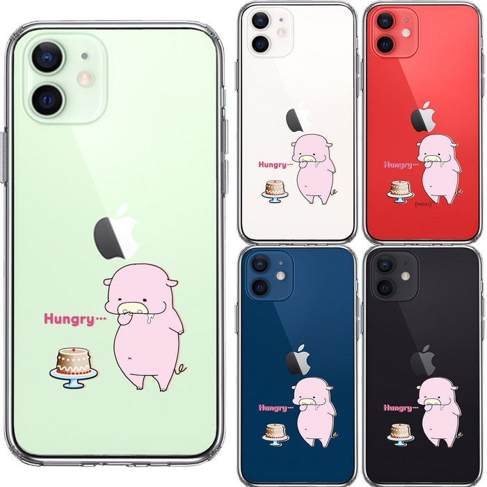 iPhone12 ケース クリア 豚 ケーキ スマホケース 側面ソフト 背面ハード ハイブリッド-1