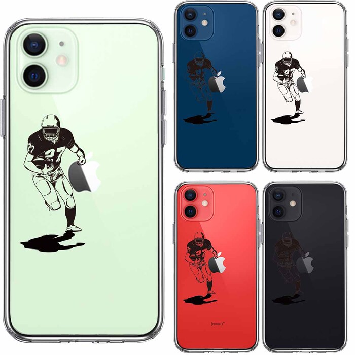 iPhone12 ケース クリア アメフト クオーターバック スマホケース 側面ソフト 背面ハード ハイブリッド-1