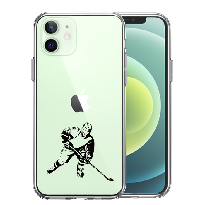 iPhone12 ケース クリア アイスホッケー２ スマホケース 側面ソフト 背面ハード ハイブリッド-0
