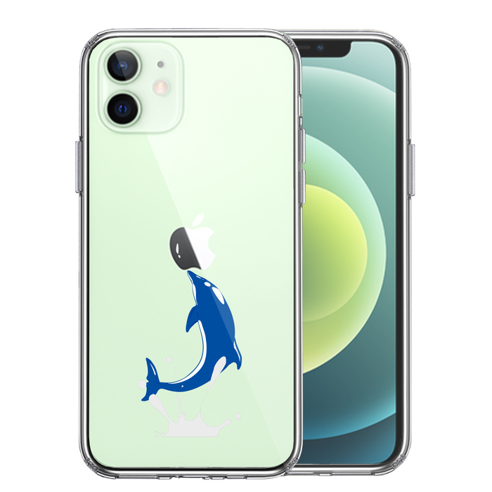iPhone12 ケース クリア ドルフィン イルカ スマホケース 側面ソフト 背面ハード ハイブリッド-0