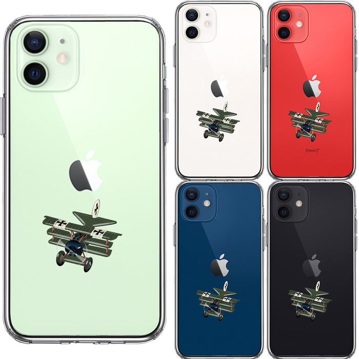 iPhone12 ケース クリア 複葉機 ドイツ軍 スマホケース 側面ソフト 背面ハード ハイブリッド-1