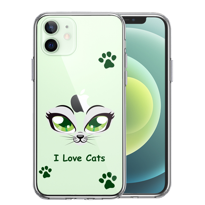 iPhone12 ケース クリア レイディー 猫 cats スマホケース 側面ソフト 背面ハード ハイブリッド-0