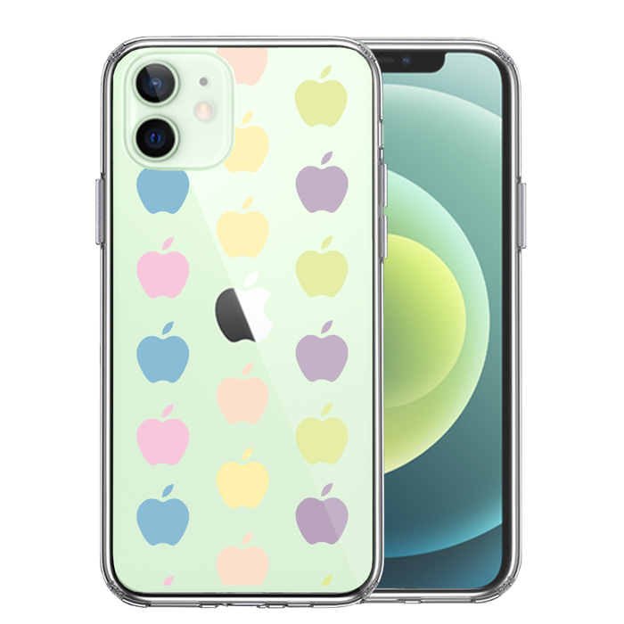 iPhone12 ケース クリア 林檎 りんご apple 水玉 スマホケース 側面ソフト 背面ハード ハイブリッド-0