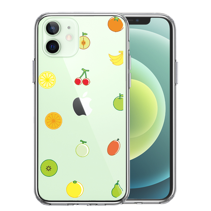 iPhone12 ケース クリア 果物 フルーツ スマホケース 側面ソフト 背面ハード ハイブリッド-0