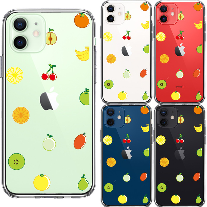 iPhone12 ケース クリア 果物 フルーツ スマホケース 側面ソフト 背面ハード ハイブリッド-1