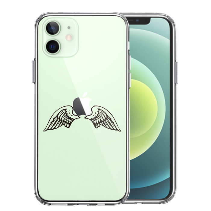 iPhone12 ケース クリア エンジェル 翼 ウィング スマホケース 側面ソフト 背面ハード ハイブリッド-0
