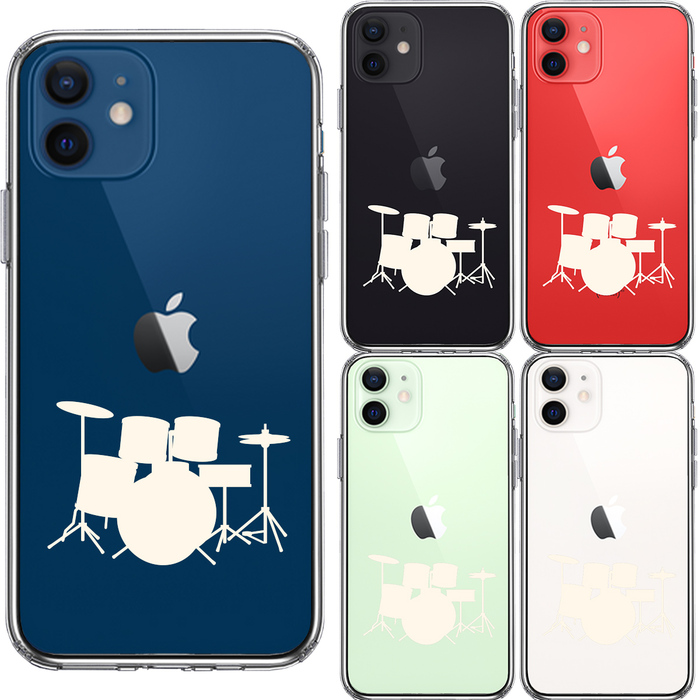 iPhone12 ケース クリア ドラム ホワイト スマホケース 側面ソフト 背面ハード ハイブリッド-1