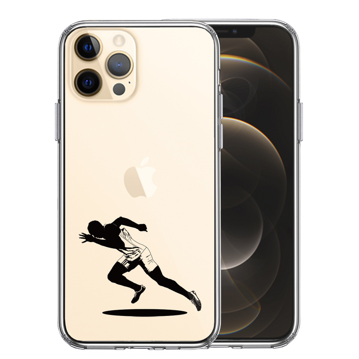 iPhone12Pro ケース クリア スプリンター 走者 ランナー スマホケース 側面ソフト 背面ハード ハイブリッド-0