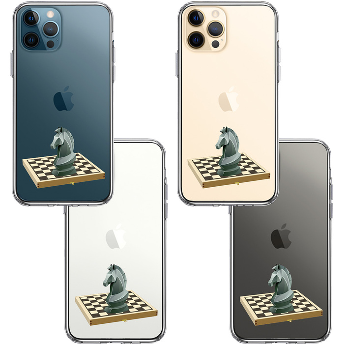 iPhone12Pro ケース クリア チェス ナイト スマホケース 側面ソフト 背面ハード ハイブリッド-1