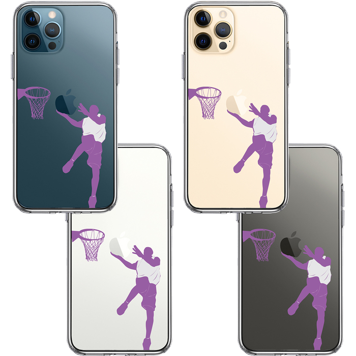 iPhone12Pro ケース クリア レイアップシュート パープル スマホケース 側面ソフト 背面ハード ハイブリッド-1