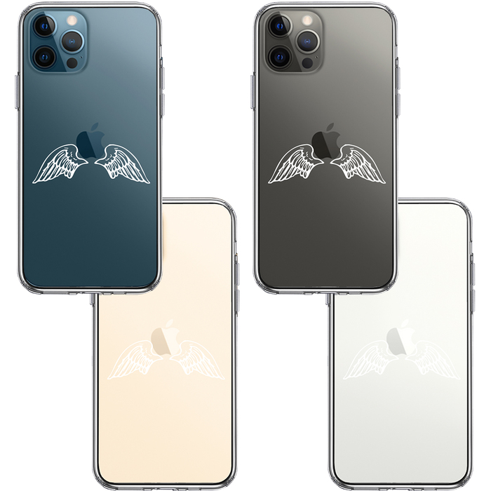 iPhone12Pro ケース クリア エンジェル 翼 ウィング 白 スマホケース 側面ソフト 背面ハード ハイブリッド-1