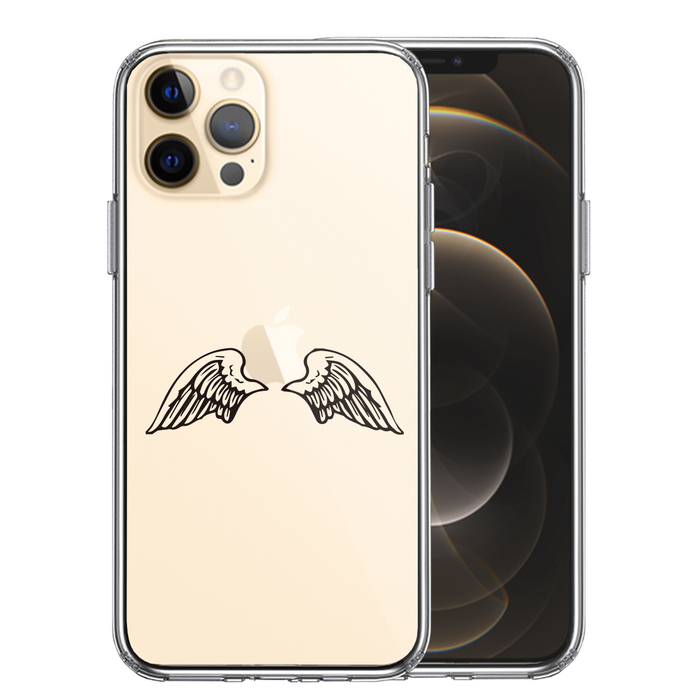 iPhone12Pro ケース クリア エンジェル 翼 ウィング スマホケース 側面ソフト 背面ハード ハイブリッド-0