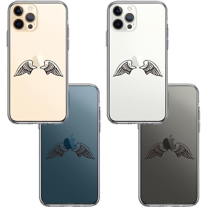 iPhone12Pro ケース クリア エンジェル 翼 ウィング スマホケース 側面ソフト 背面ハード ハイブリッド-1