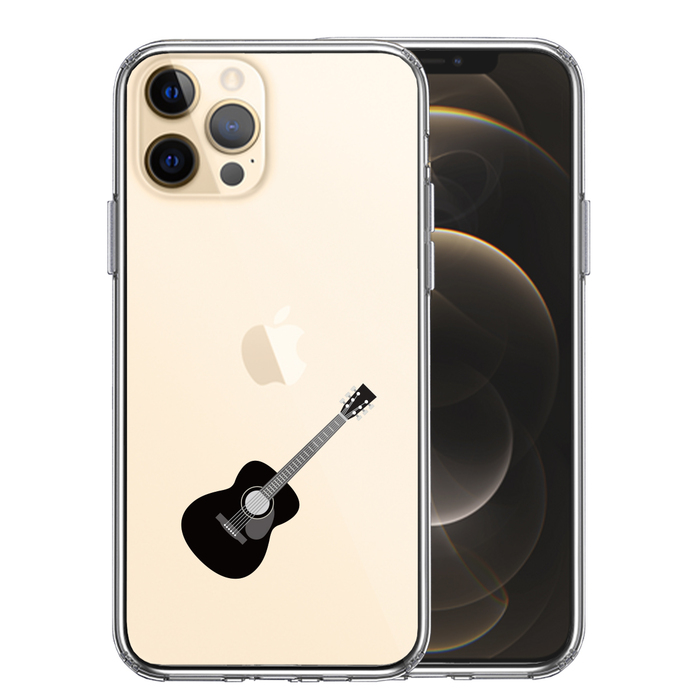 iPhone12Pro ケース クリア フォークギター スマホケース 側面ソフト 背面ハード ハイブリッド-0