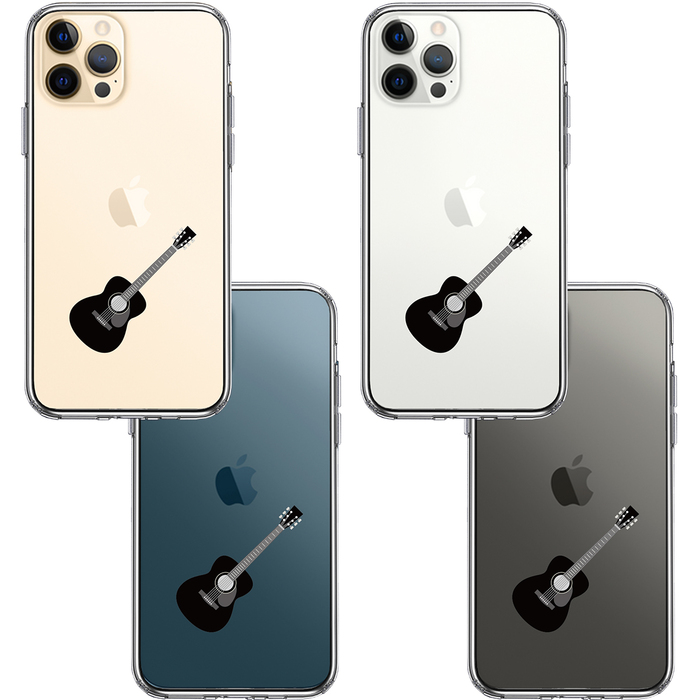 iPhone12Pro ケース クリア フォークギター スマホケース 側面ソフト 背面ハード ハイブリッド-1