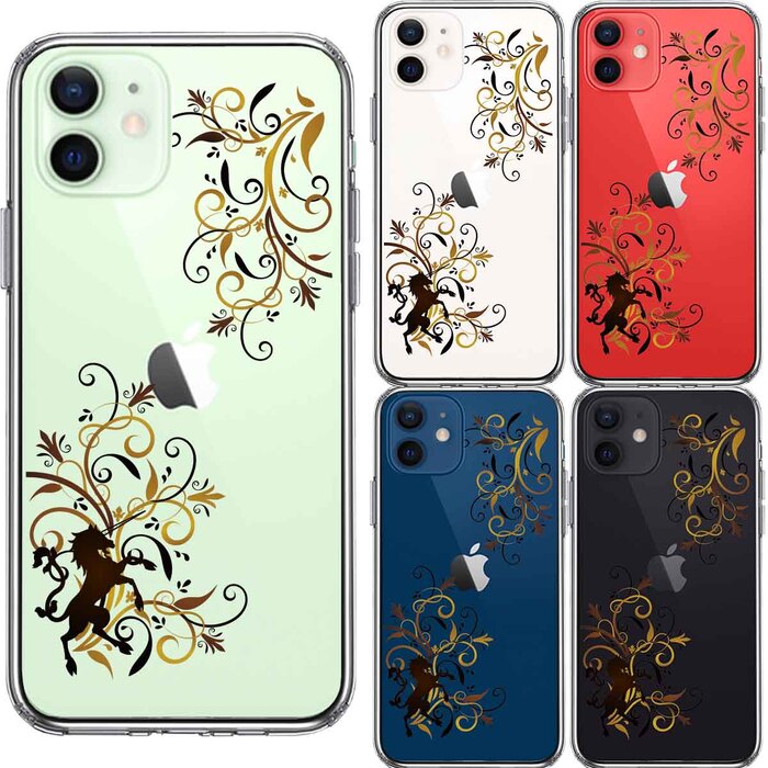 iPhone12mini case clear floral Unicorn Brown smartphone case side soft the back side hard hybrid -1