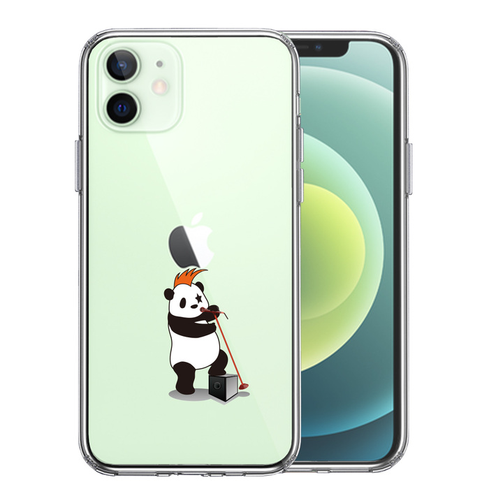 iPhone12mini case clear Panda Vocal stand Mike smartphone case side soft the back side hard hybrid -0