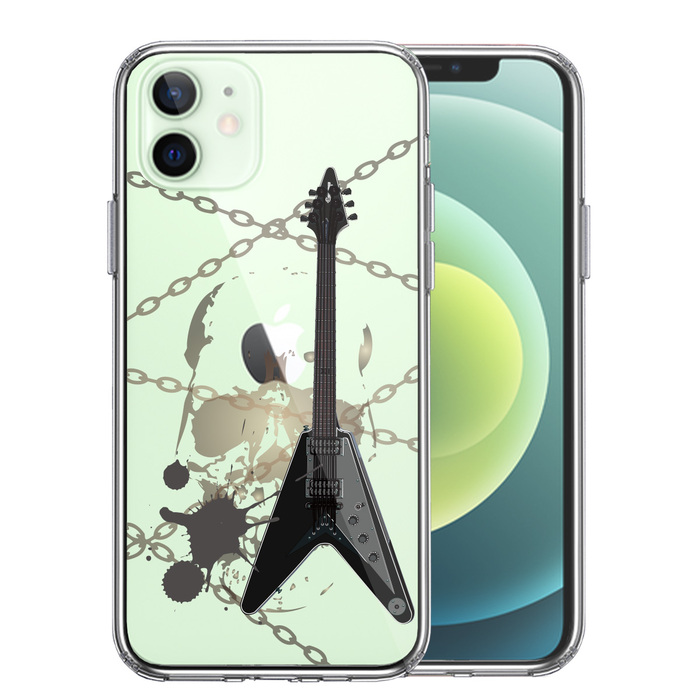 iPhone12mini case clear electric guitar Skull smartphone case side soft the back side hard hybrid -0