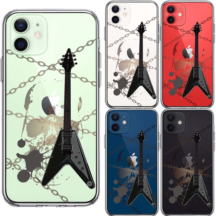 iPhone12mini case clear electric guitar Skull smartphone case side soft the back side hard hybrid -1