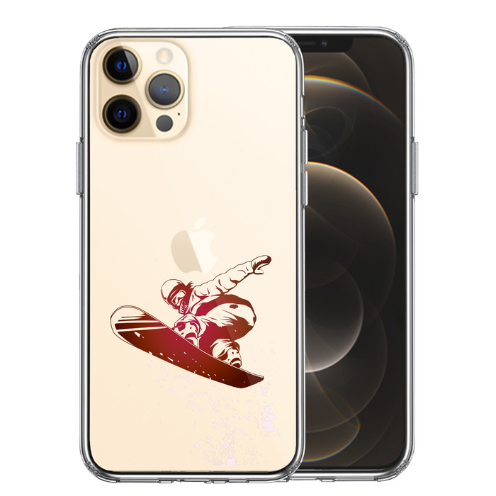 iPhone12Pro ケース クリア スノーボード 女子 スマホケース 側面ソフト 背面ハード ハイブリッド-0