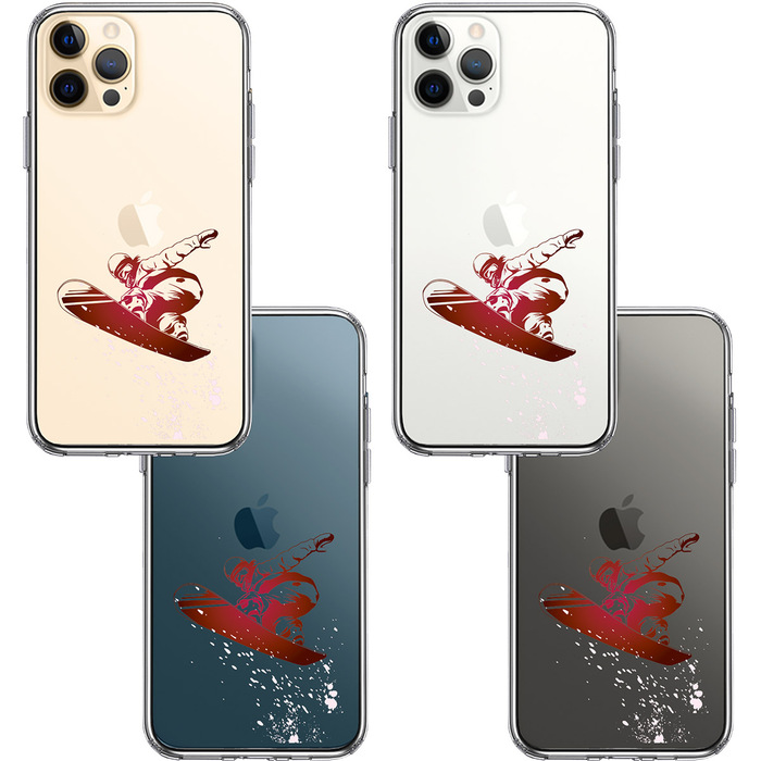 iPhone12Pro ケース クリア スノーボード 女子 スマホケース 側面ソフト 背面ハード ハイブリッド-1