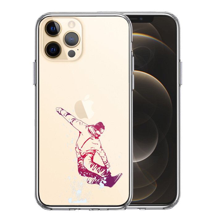 iPhone12Pro ケース クリア スノーボードフリースタイル スマホケース 側面ソフト 背面ハード ハイブリッド-0