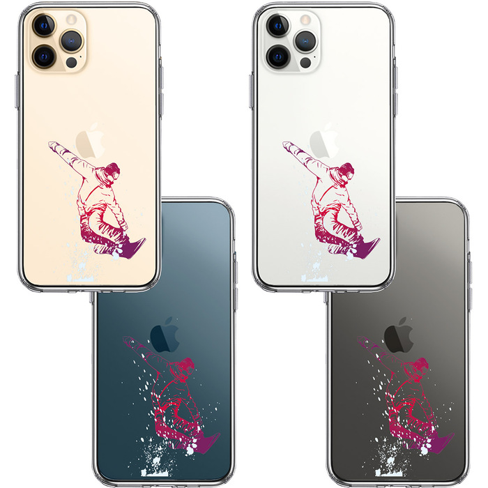 iPhone12Pro ケース クリア スノーボードフリースタイル スマホケース 側面ソフト 背面ハード ハイブリッド-1