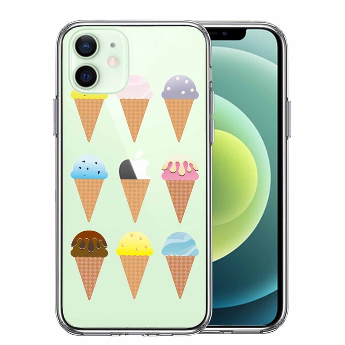 iPhone12mini case clear ice cream smartphone case side soft the back side hard hybrid -0