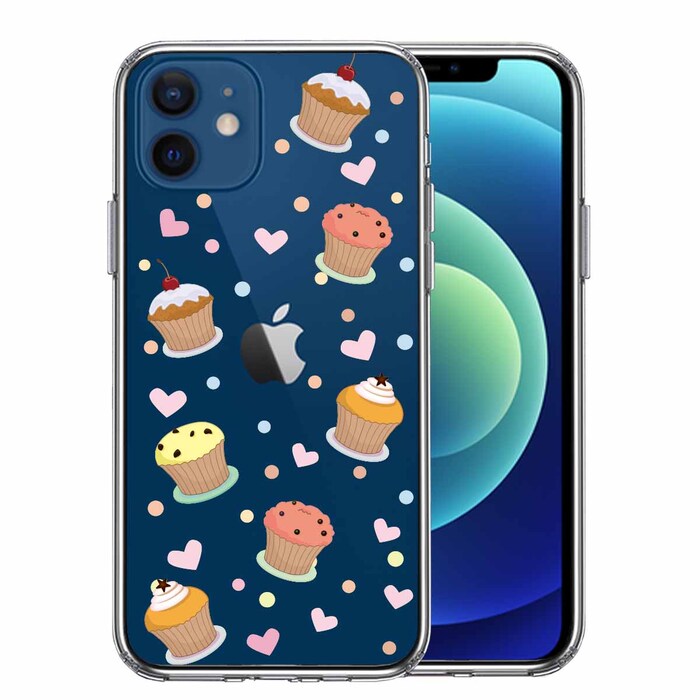 iPhone12 ケース クリア カップケーキ 3 スマホケース 側面ソフト 背面ハード ハイブリッド-0