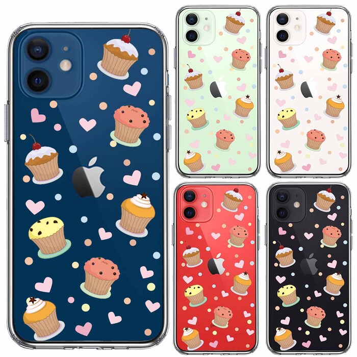 iPhone12 ケース クリア カップケーキ 3 スマホケース 側面ソフト 背面ハード ハイブリッド-1