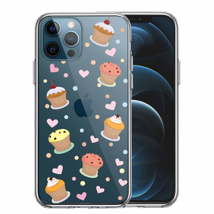 iPhone12Pro ケース クリア カップケーキ 3 スマホケース 側面ソフト 背面ハード ハイブリッド-0