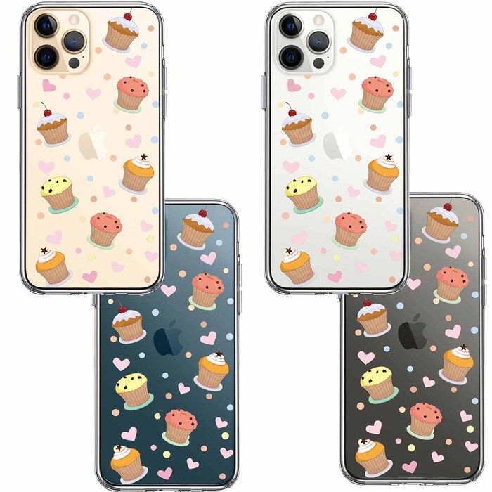 iPhone12Pro ケース クリア カップケーキ 3 スマホケース 側面ソフト 背面ハード ハイブリッド-1